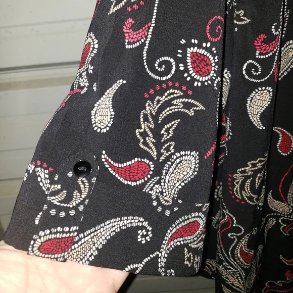 Plus Size 4X New 30/32 Paisely Print dressy black blouse women's top shirt work - Picture 4 of 5